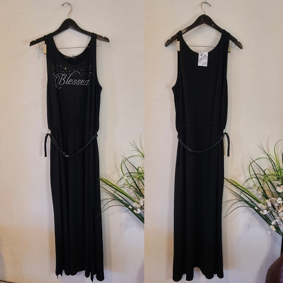 Fever Black "Short Sleeve Maxi Dress Size XL - Picture 2 of 6